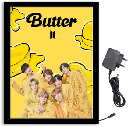 NOKKES Bts Butter Team Light Photo Frame 8X10 inch Led Light photo Frame With Light Adaptor Led Light Photo Frame Black Color Photo Frame_AQW122 NOKKES Bts Butter Team Light Photo Frame 8X10 inch Led Light photo Frame With Light Adaptor Led Light Photo Frame Black Color Photo Frame_AQW122