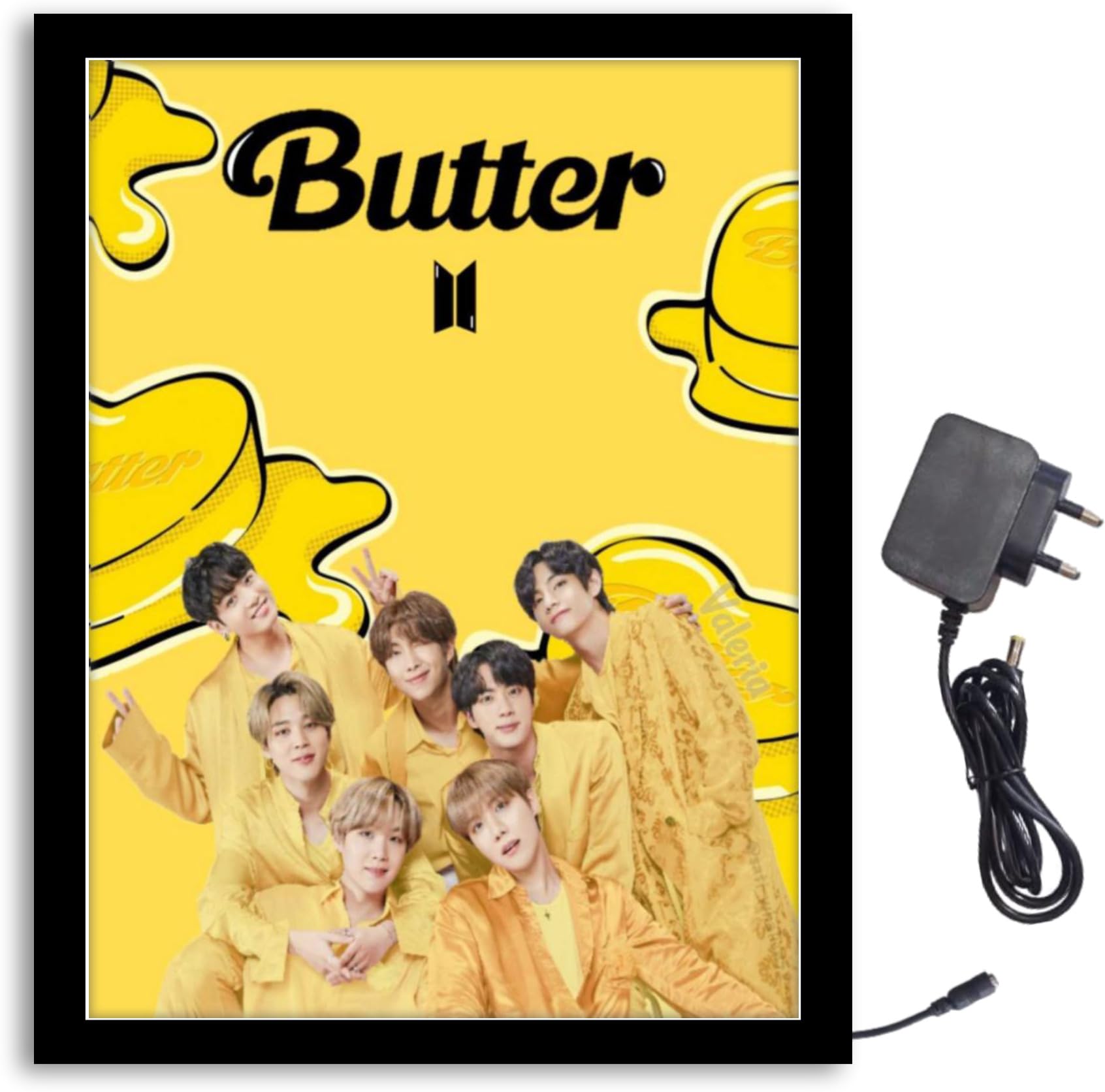 NOKKES Bts Butter Team Light Photo Frame 8X10 inch Led Light photo Frame With Light Adaptor Led Light Photo Frame Black Color Photo Frame_AQW122