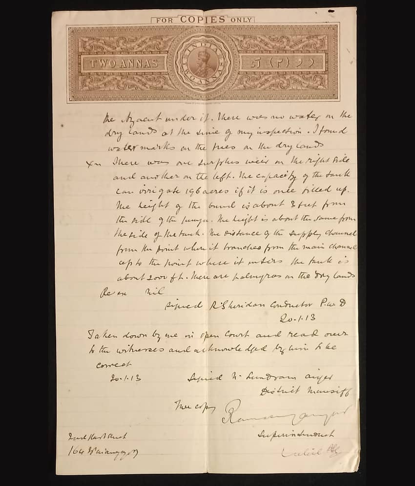 Extremely Rare Old Vintage British India George V 2 Annas Court Fee Bond Paper - Hard to Find