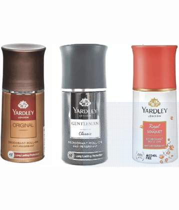 Yardley London Orignal ,Gentle man Classic ,London Rose Deodorant Roll-on Deodorant Roll-on - For Men & Women  (50 ml each, Pack of 3).