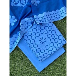 Applique Cotton Dress Material Suit Set