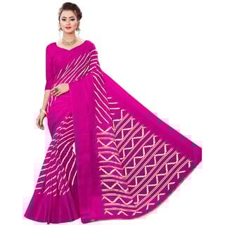 Pink Colour Cotton Bandhani Printed Saree