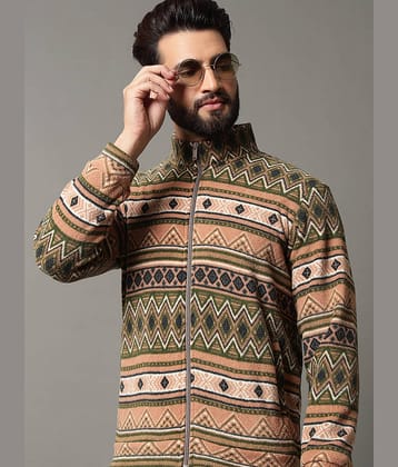 OGEN Polyester High Neck Men's Sweatshirt - Beige ( Pack of 1 )