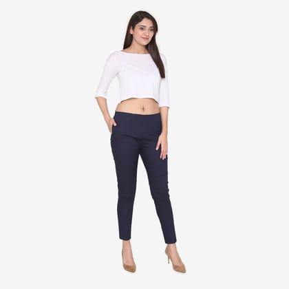 Women's Cotton Formal Pants - Navy Navy 4XL