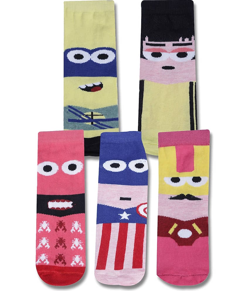 Dollar Multicolor Cotton Blend Boy's Ankle Length Socks ( Pack of 5 )