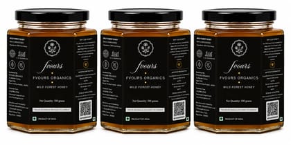 Favours Organics Wild Forest Honey 500g | Raw Unprocessed | No Added Sugar or Preservatives | 100% Pure Honey | Immunity Booster | Natural Forest Harvested Honey Pack of 3