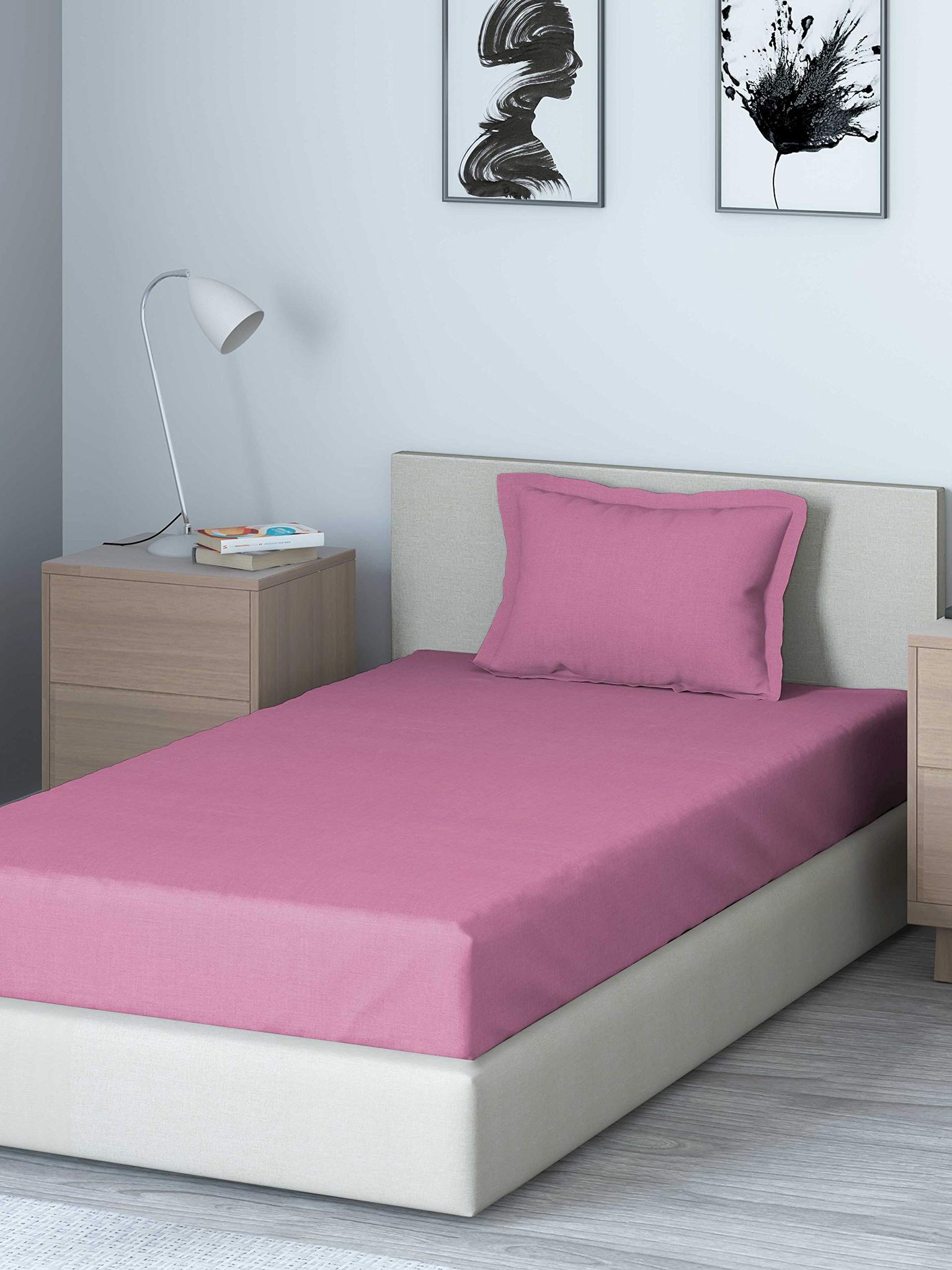 DDECOR - Vital Textures Collection 100% Cotton Textures Pattern 150TC Single Bedsheet|152 CM X 224 CM| - Pink