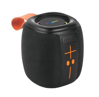 FINGERS SoundNugget-BT6 Bluetooth Portable Speaker (Compact, RGB Lights, 12-hour Playtime, Bluetooth | FM Radio | MicroSD | USB, Multi-Point Connectivity, Splash Resistant - IPX4 Rating)  Rich Black