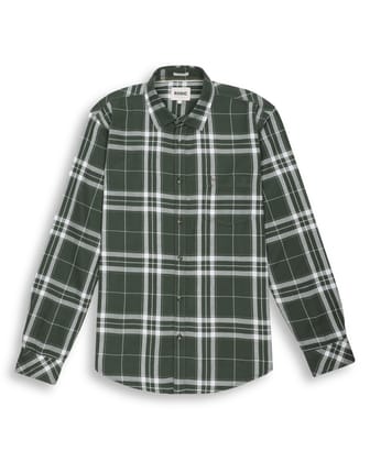 INDIGO CHECKS SHIRT IN OLIVE-M