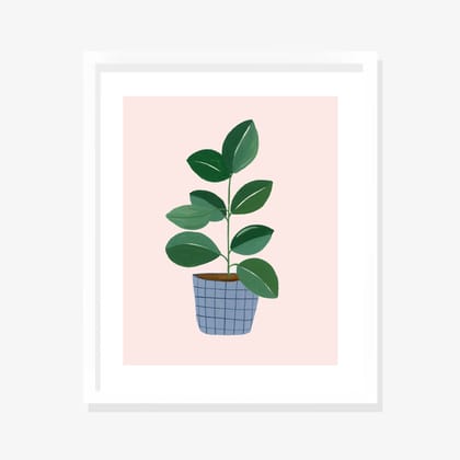 Mini Rubber Plant Wall Art Frame-8x10 inches / White Frame