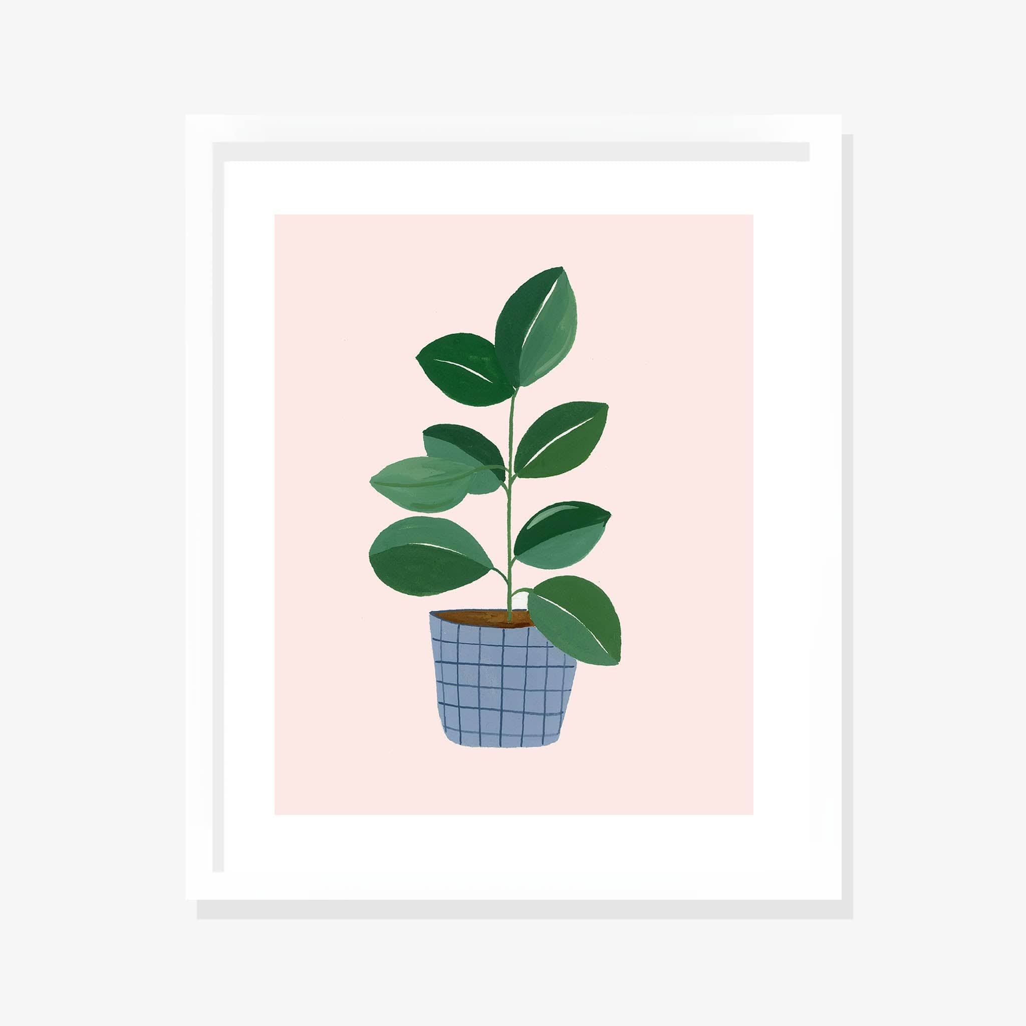 Mini Rubber Plant Wall Art Frame-8x10 inches / White Frame