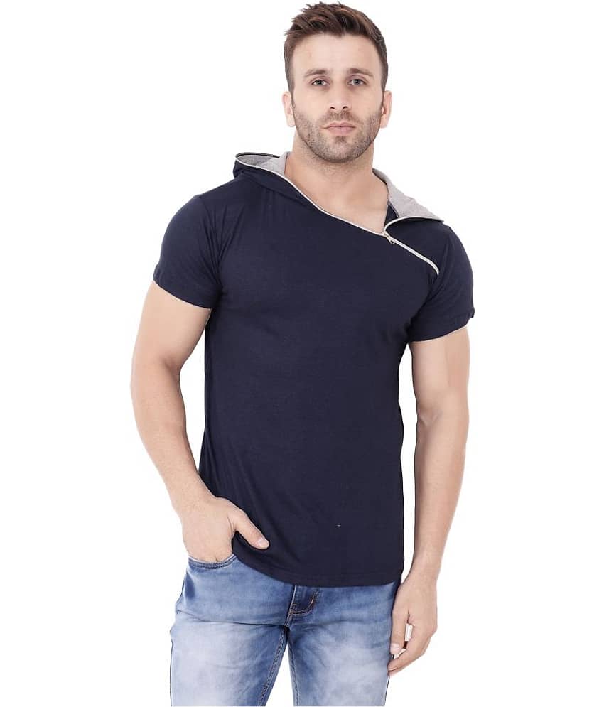 Tfurnish Cotton Blend Blue Solids T-Shirt