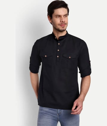 Vida Loca - Black Cotton Men's Shirt Style Kurta ( Pack of 1 )