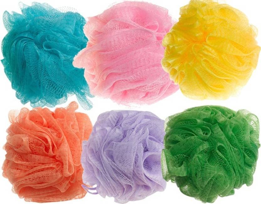 Elecsera Round Bath Sponge Loofah for Women and Men (Random Colour) Set of 6