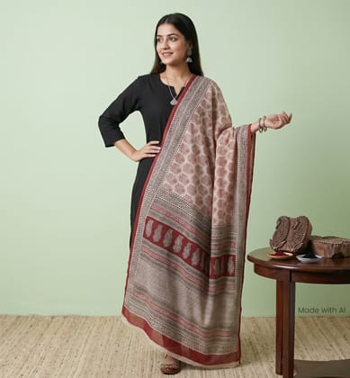 Handcrafted Bagh Print Cotton Dupatta
