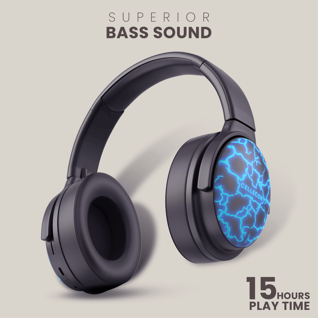 Cellecor Bas with 15 Hours Playtime, AUX, BT v5.3, Foldable Design, Bluetooth Gaming