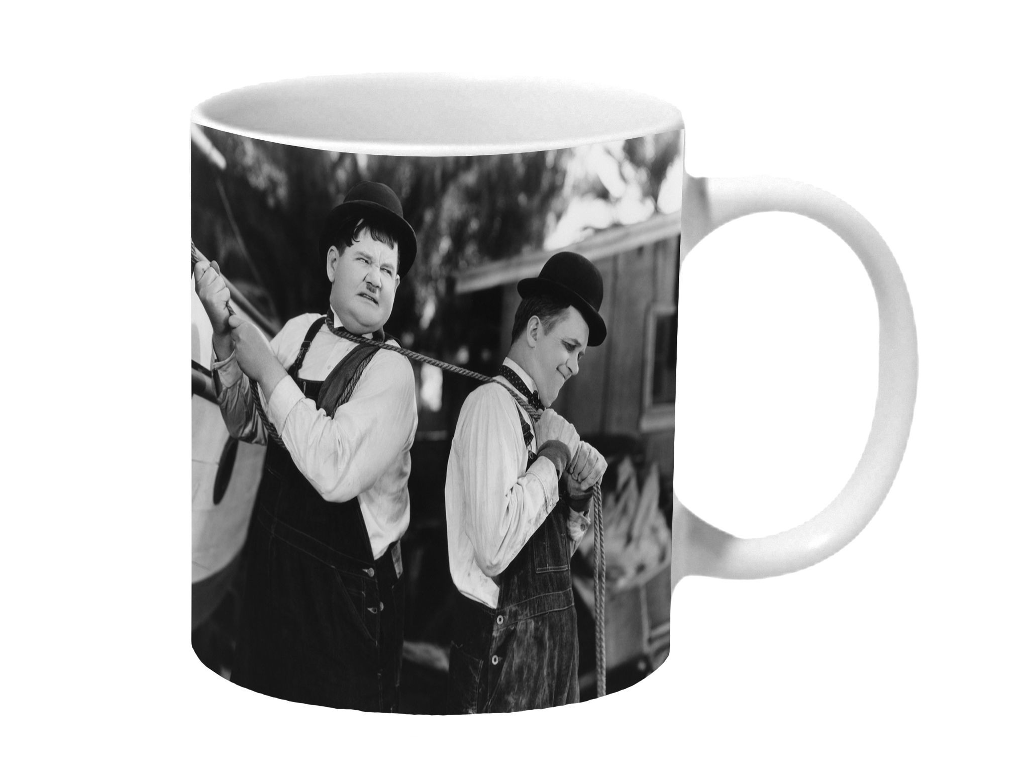 Multicolor Laurel And Hardy Funny Pulling Rope Ceramic Mug