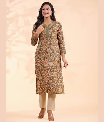 Vbuyz Cotton Printed Straight Women's Kurti - Green ( Pack of 1 )