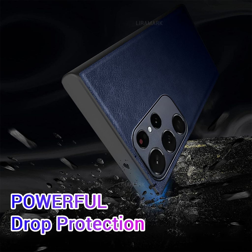 LIRAMARK PU Leather Flexible Back Cover Case Designed for Samsung Galaxy S23 Ultra (6.8 inch)