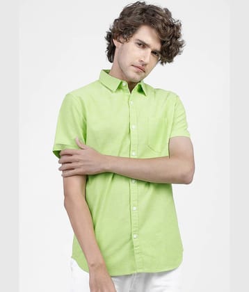 Ketch Cotton Blend Regular Fit Self Design Half Sleeves Men's Casual Shirt - Green ( Pack of 1 )
