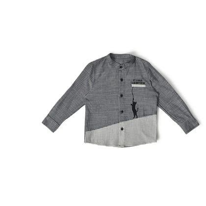 Boys Full Sleeve Striper Shirt-4-5 Y / Grey
