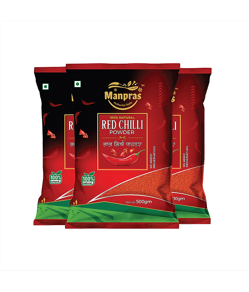 MANPRAS - 500 gm Laal Mirch (Red Chili) ( Pack of 3 )