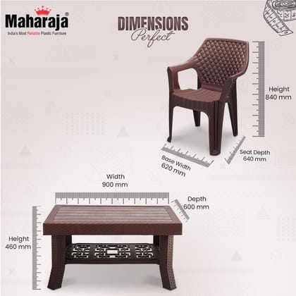 MAHARAJA Plastic Chair & Table Combo | Elegant Design for Indoor & Outdoor Use | Lightweight & Durable