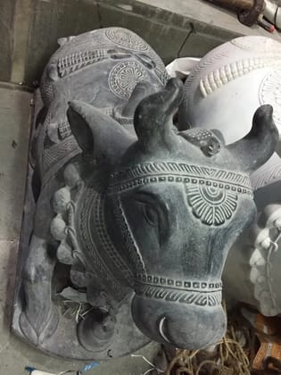 Marble Nandi Statue, Black, Temple