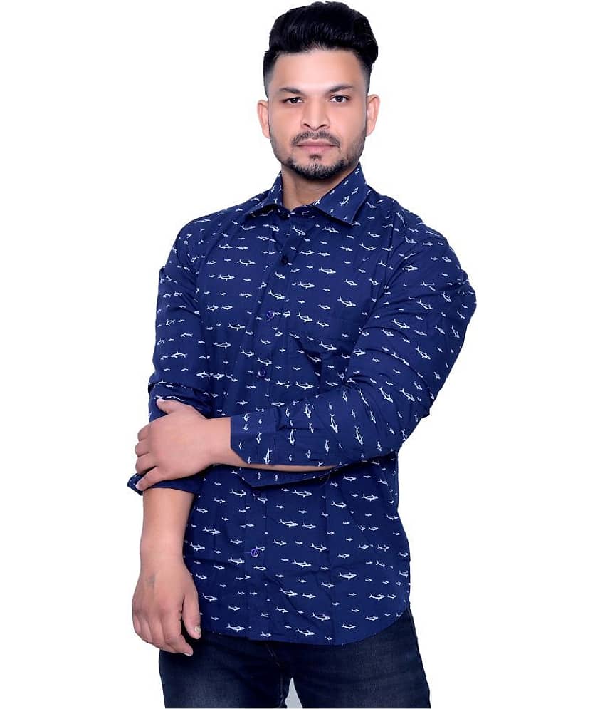Aish N Ridh Cotton Regular Fit Printed Men's Casual Shirt - Navy ( Pack of 1 )