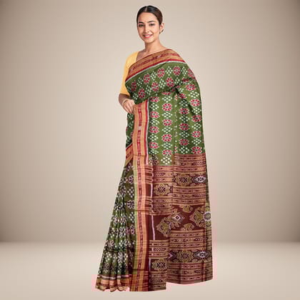 Pasapali With Floral Border Khandua Silk Saree