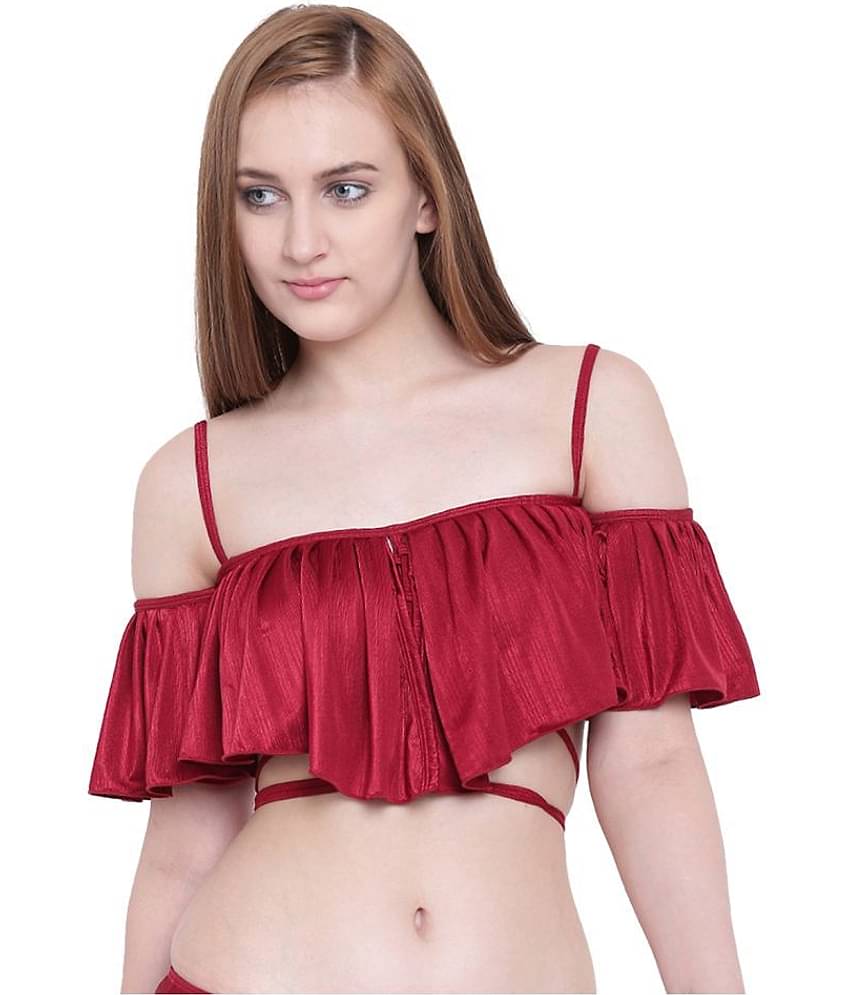 La Intimo Polyester Bralette - Maroon