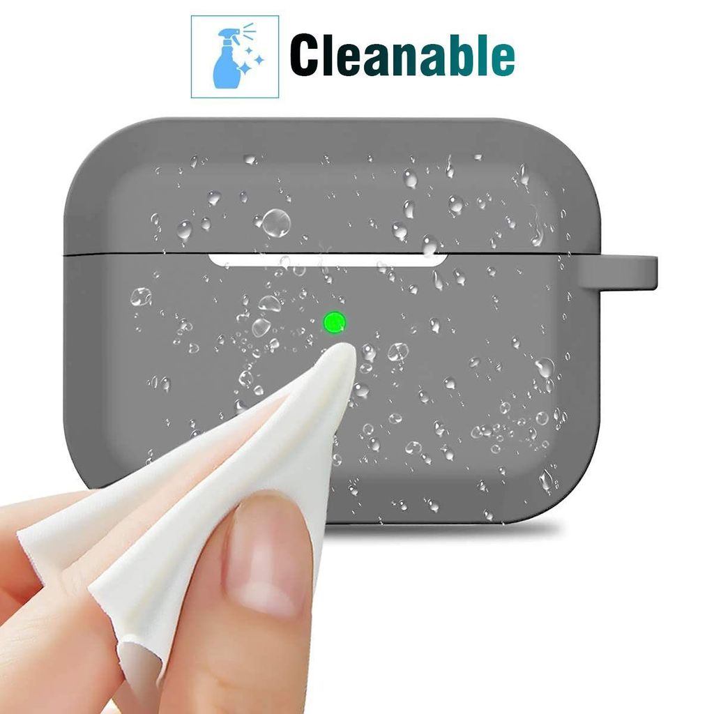 LIRAMARK Silicone Soft Case Cover with Buckle for Airpods Pro (2019), AirPods Pro 1st Generation (Grey)