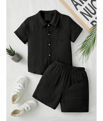 Ocvito Pack of 1 Boys Cotton Blend Shirt & Shorts ( Black )