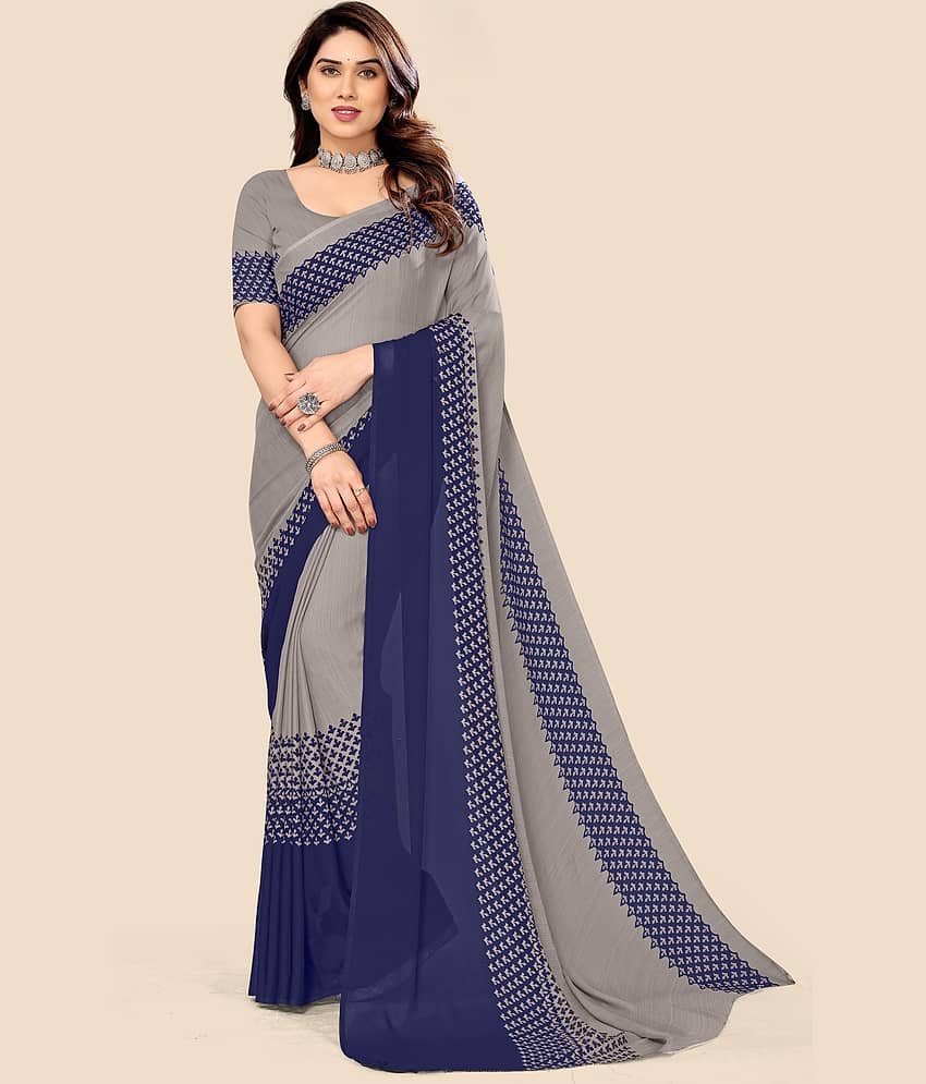 Kanooda Prints Georgette Printed Saree With Unstitched Blouse Piece ( Multicolor )