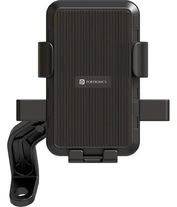 Portronics Mobike 5 Scooty/Scooter Phone Holder with Mirror Mount, 360 Degree Rotation, Strong Grip, Compatible with 4.7" to 7.2" Smartphone, Mobile Stand for Scooter, Cycle & Motorcycle