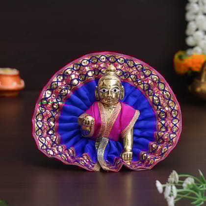 Blue & Purple Decorative Baal Gopal Cotton Vastra/dress (Size 2)