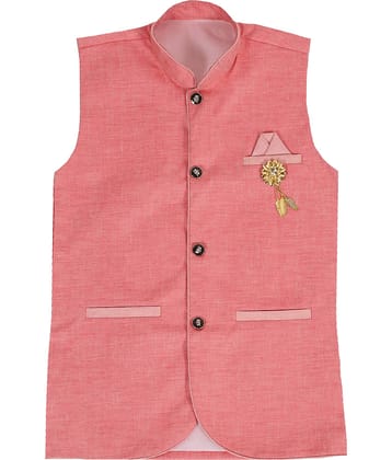 Fourfolds Boys Cotton Blend Waistcoat ( Pack of 1 , Pink )