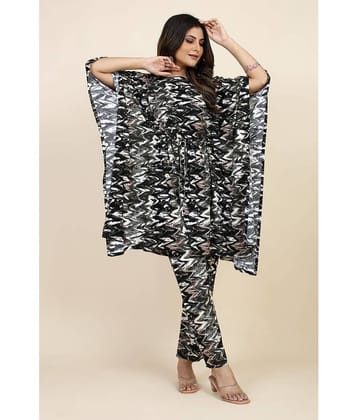 SARRAS Women Printed A-line Kurti With Pants ( Black )
