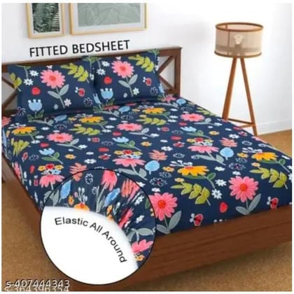 Homdazal Microfibre Abstract Queen Size (Blue With Flower)