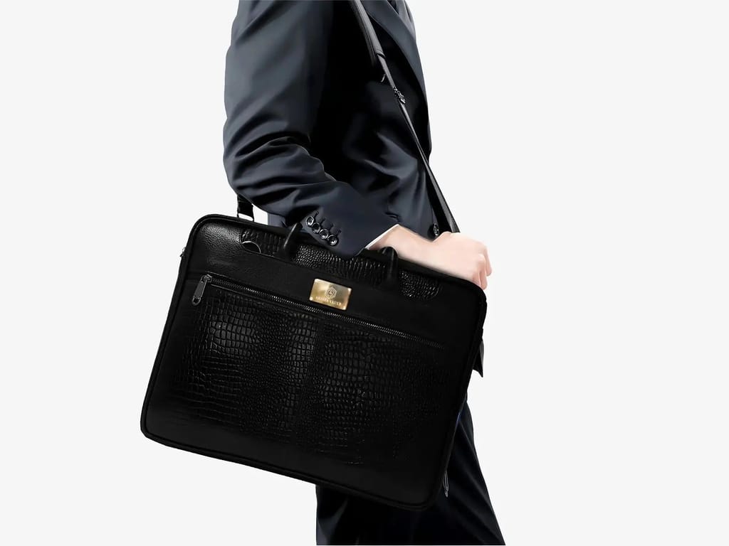 Croc-Textured Leather Bag