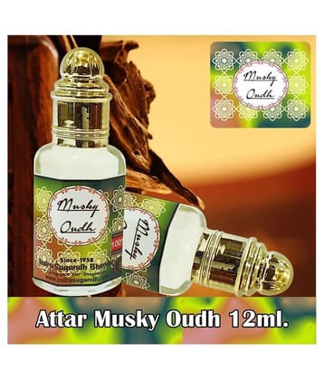 INDRA SUGANDH BHANDAR Attar For Men|Women Musky Oudh Combination of Two Rare Fragrance Kasturi Dana and Agarwood Long Lasting Fragrance 12ml Rollon Pack