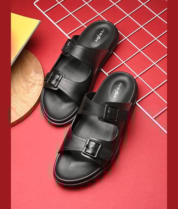 IVRAH Black Men's Leather Slipper