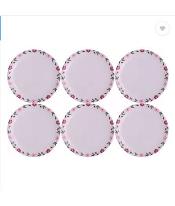 Carnival 6 Pcs Melamine White Half Plate