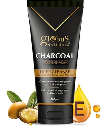 Globus Naturals Charcoal Peel Off Mask, Tan Removal Mask For Oily Skin, 100gm