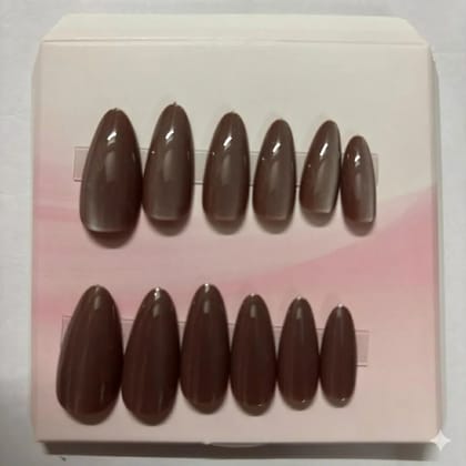 Premium Press-On Nails Set  Reusable False Nails Kit with Glue Tabs  Glossy Matte Artificial Nails for Women  Full Cover Nail Tips for Salon-Quality Manicure at Home  Multiple Shades Available (Chocolate Brown)