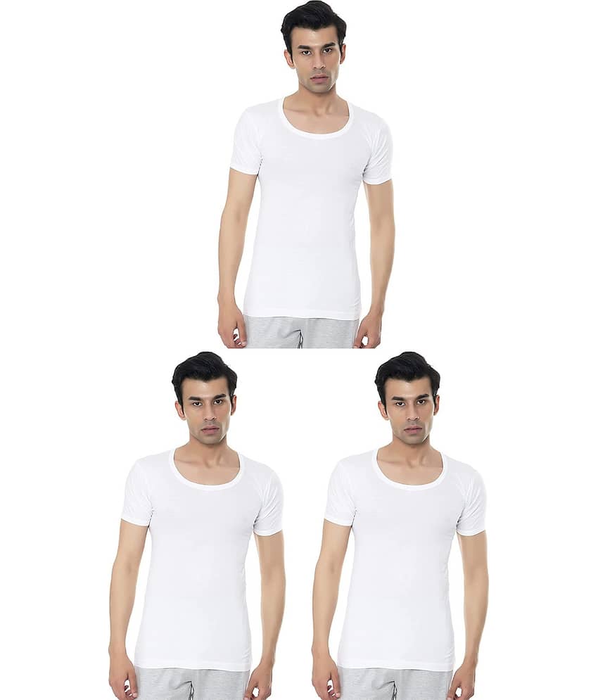 VIP Pack of 3 Cotton Basic Vest For Men ( White )