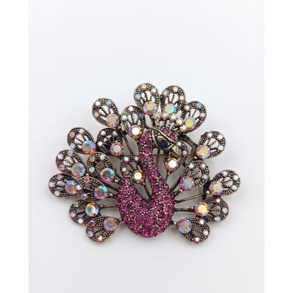 Brooch Pink Peacock 