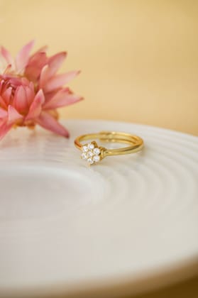 Happy Bloom Gold Plated Sterling Silver Adjustable Ring-Gold / Adjustable Ring
