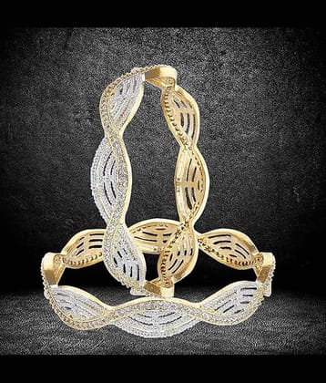 Youbella American Diamond Alloy Golden Bangle Set