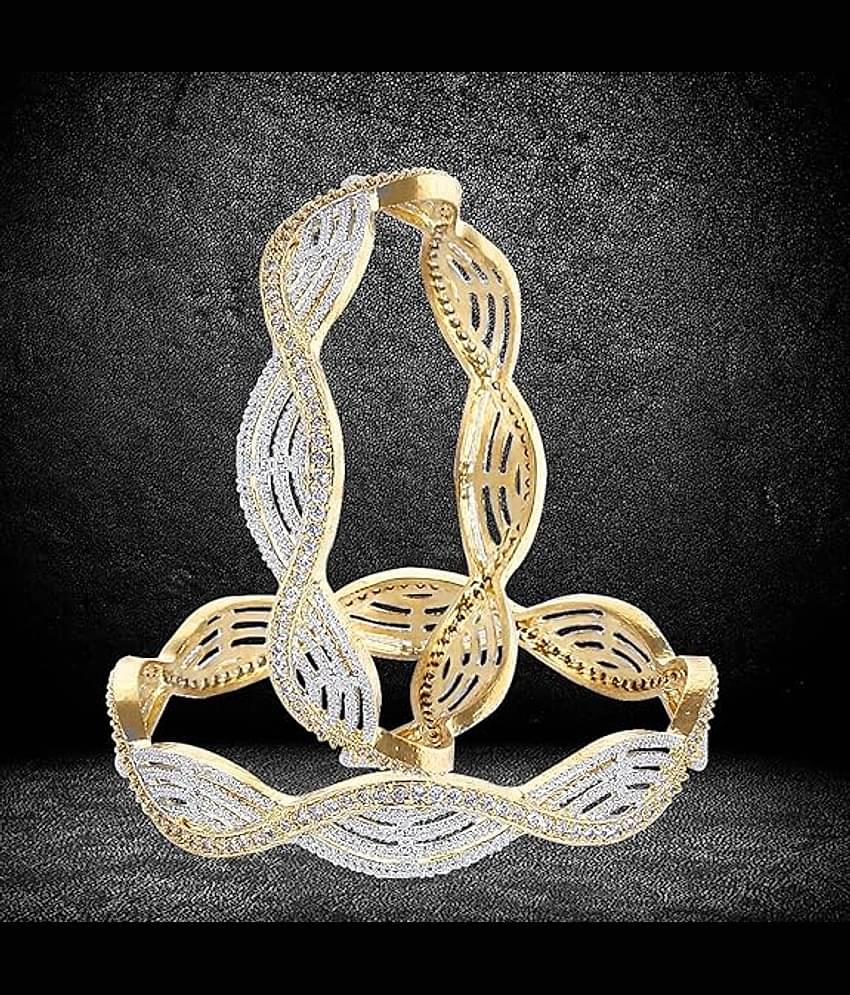 Youbella American Diamond Alloy Golden Bangle Set